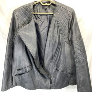 Coffee Shop New York Mens Dark Gray Faux Suede/Leather Lined Jacket, 2XL RN94393